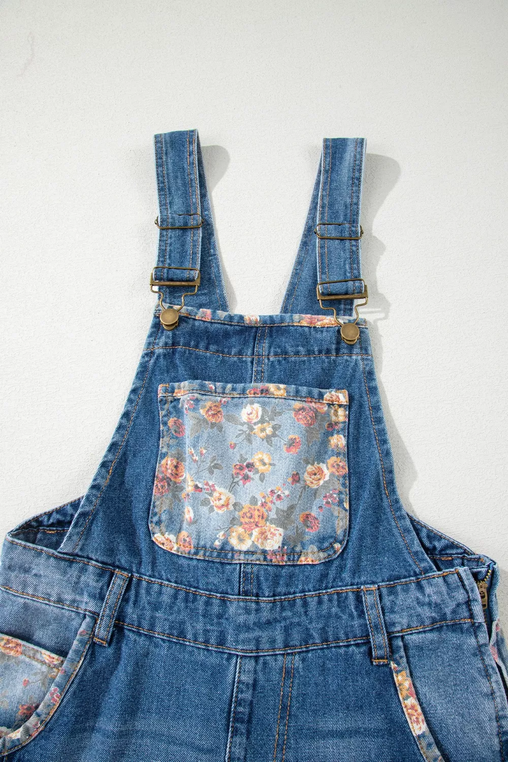 Vintage Rose Printed Pleated Loose Denim Overall, image 8