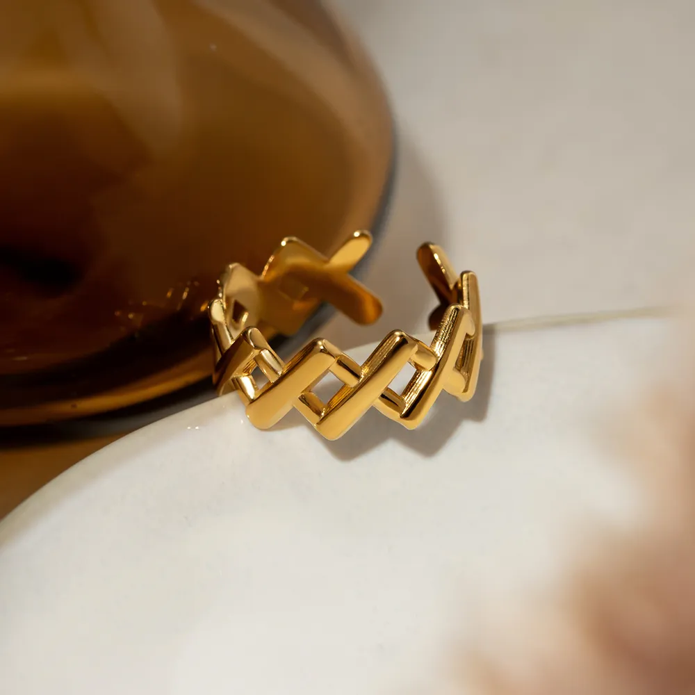 Stainless Steel Cutout Open Ring, image 4