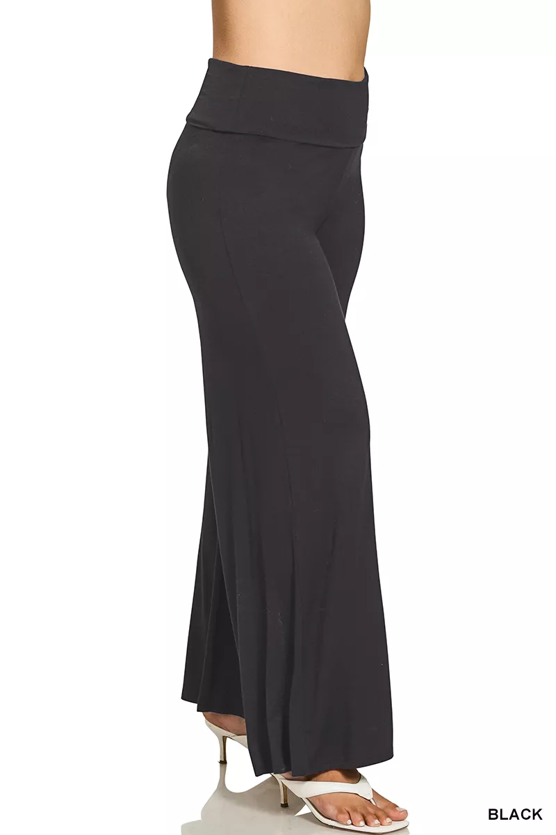 Full Size Fold Over Waist Comfy Wide Leg Pants Plus Size, image 4