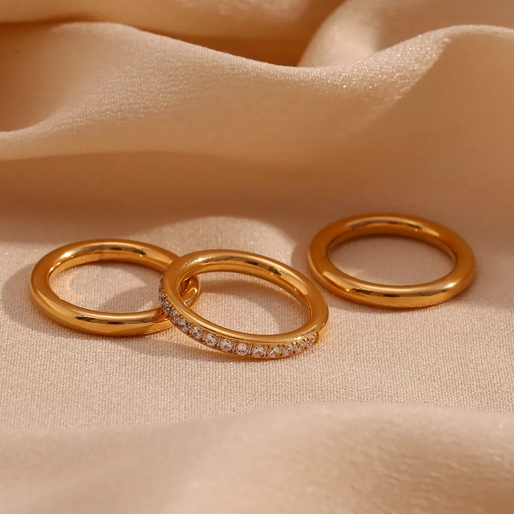 Stainless Steel Zircon Ring 3 Piece Set, image 5