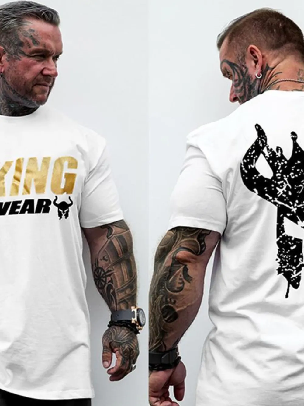Men's Plus Size Graphic Back Round Neck Short Sleeve T-Shirt, image 4