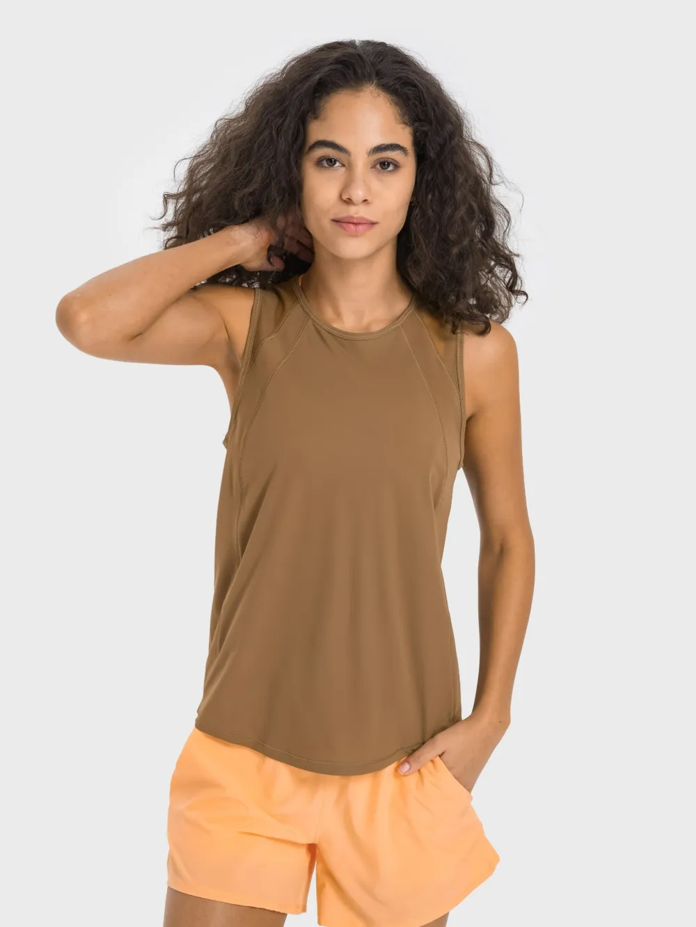 Cutout Back Round Neck Active Tank, image 33