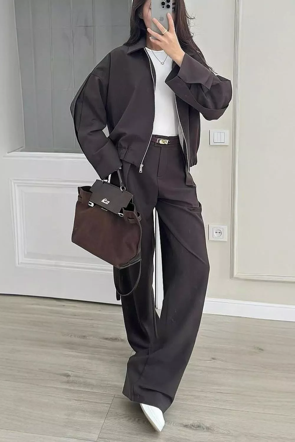 Zip-Up Jacket and Wide-Leg Pants Set, image 13