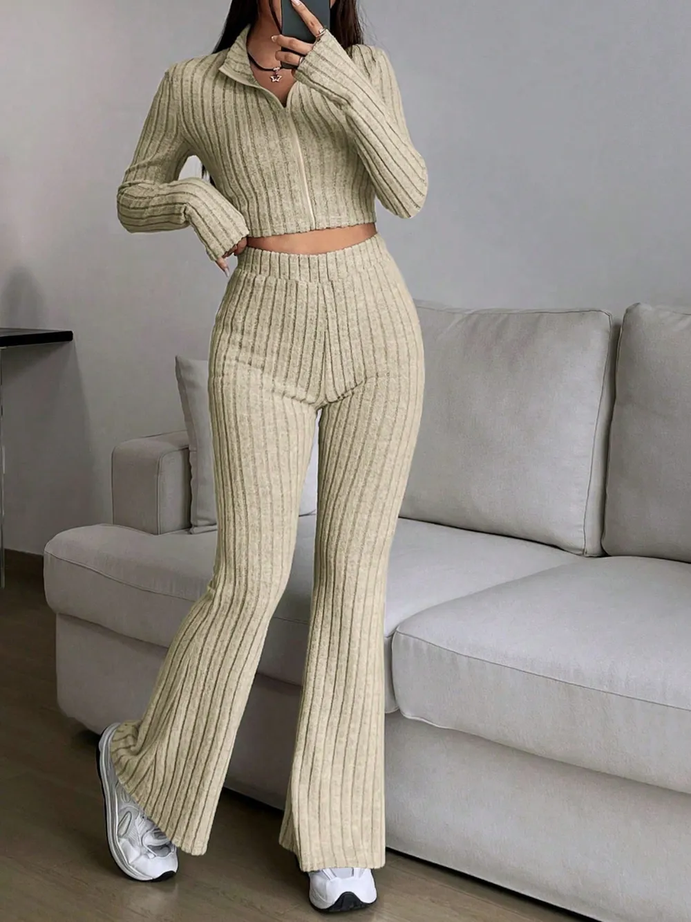 Zip Up Long Sleeve Top and Pants Set, image 17