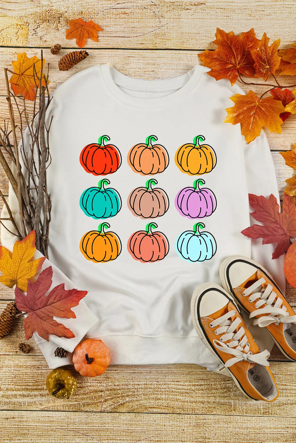 Pumpkin Graphic Long Sleeve Sweatshirt, image 4