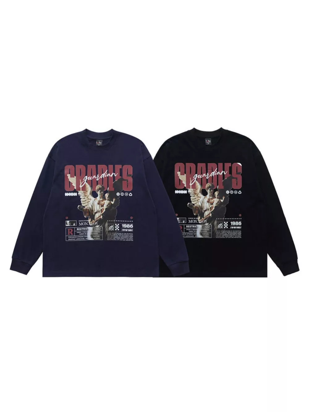 Men's Guardian Angel Graphic Long Sleeve T-Shirt, image 7