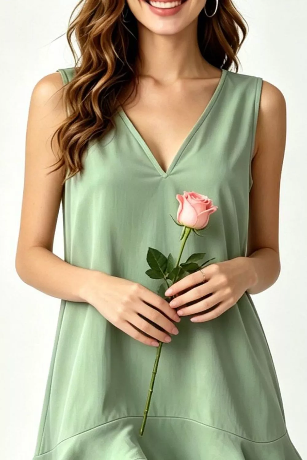 Full Size Sleeveless V-Neck Ruffle Hem Mini Dress Plus Size, image 9