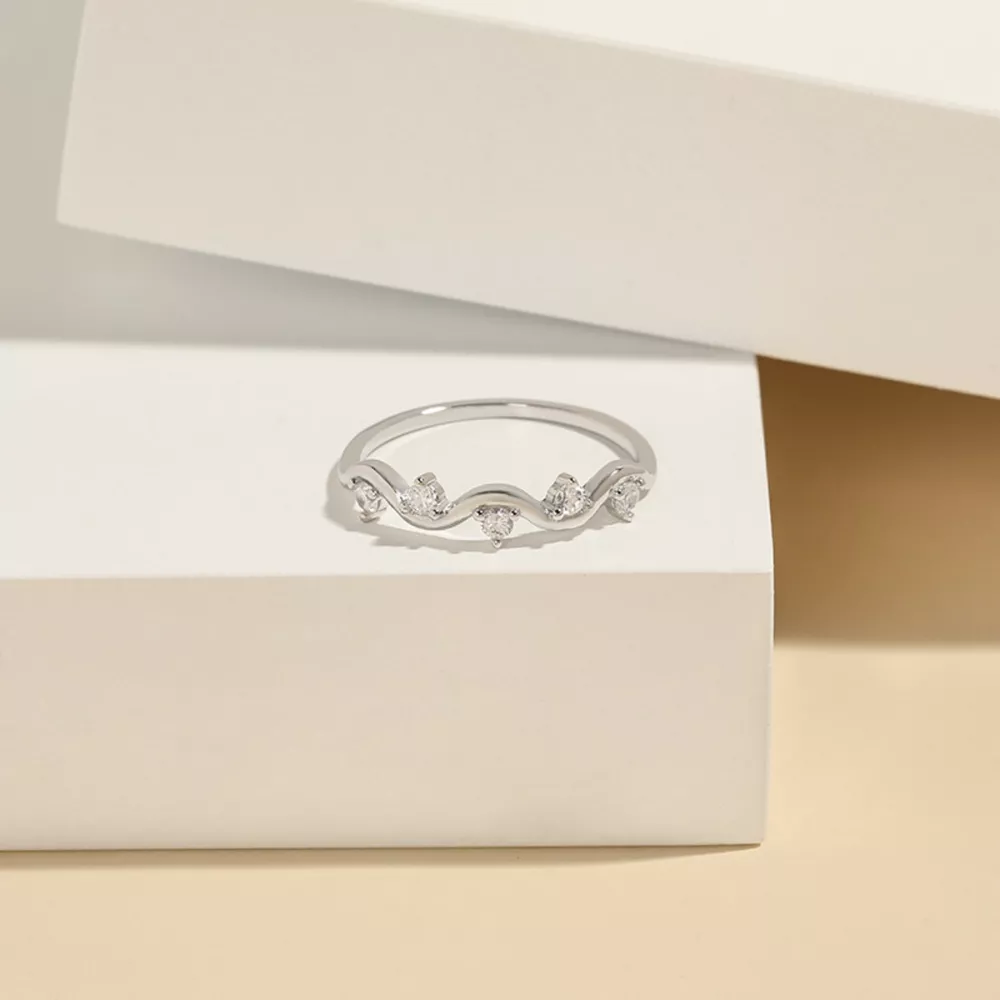925 Sterling Silver Zircon Wave Ring, image 8