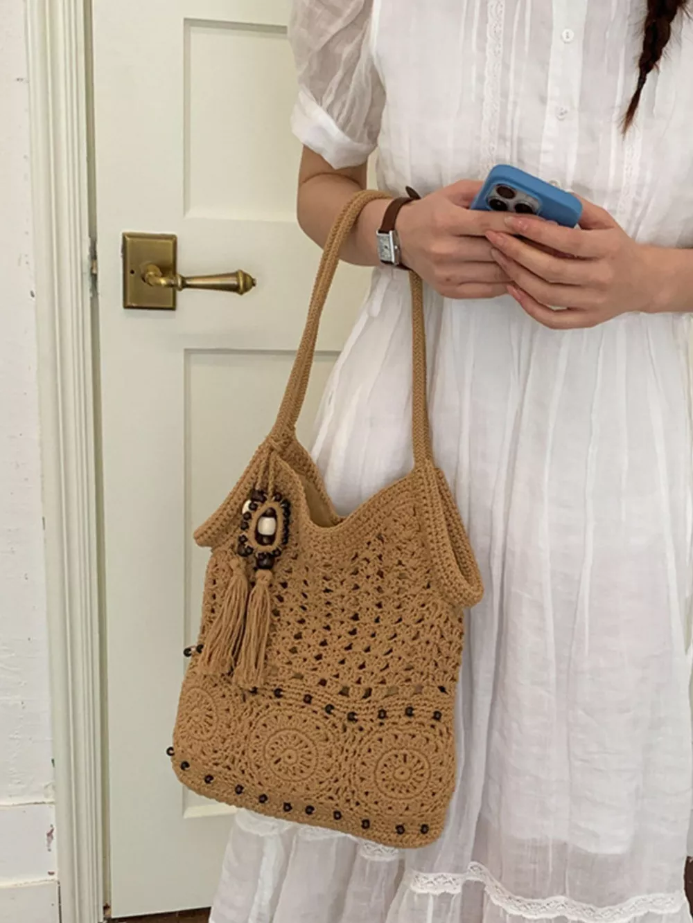 Crochet Knit Shoulder Bag, image 6