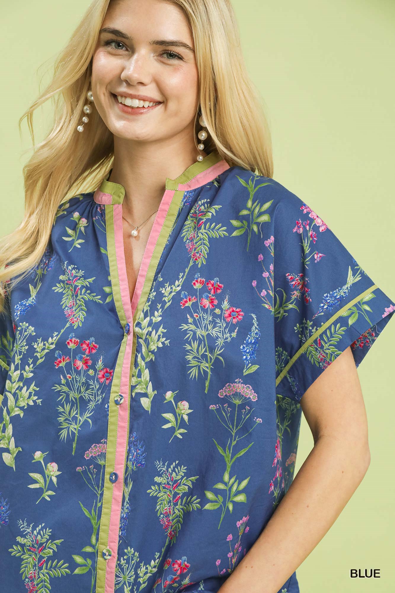 Botanical Floral Button Front Top, image 4