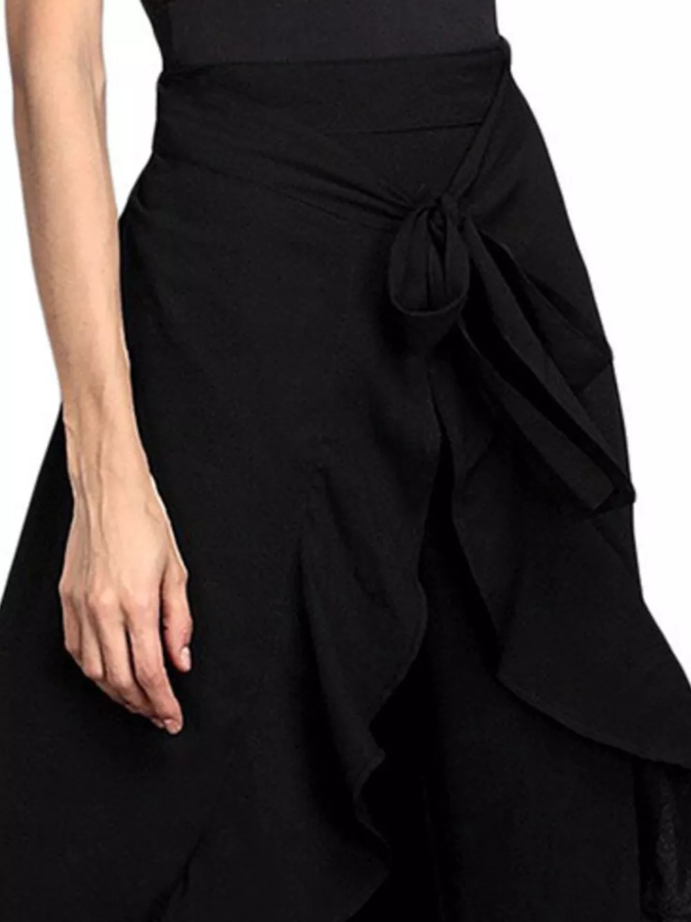 Full Size High-Waisted Tie-Front Ruffled Wide-Leg Pants Plus Size, image 4