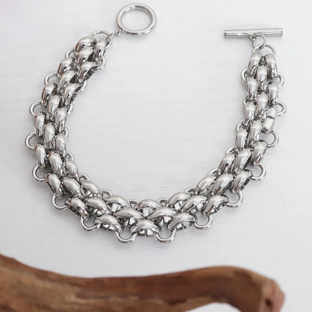 Gold Chain Link Jewelry Set with Necklace and Bracelet, image 9