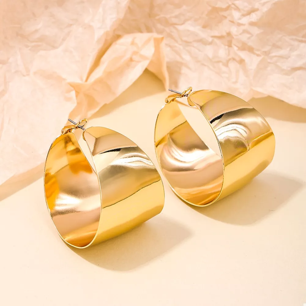 Alloy Wide Hoop Earrings, image 2