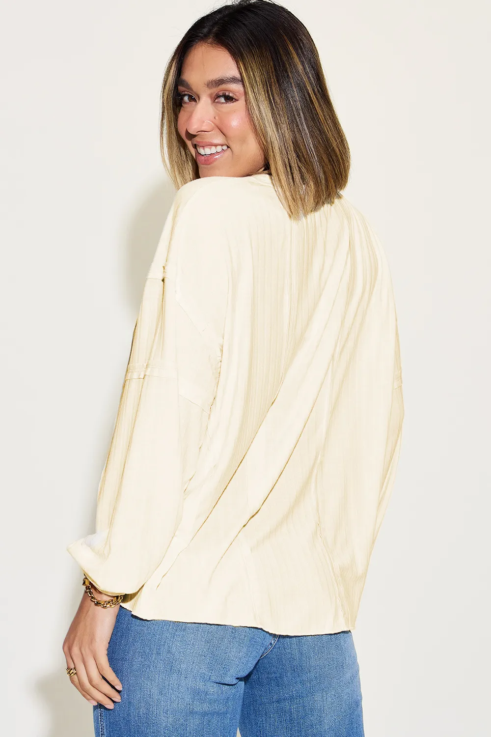 Full Size Ribbed Round Neck Long Sleeve T-Shirt, image 32