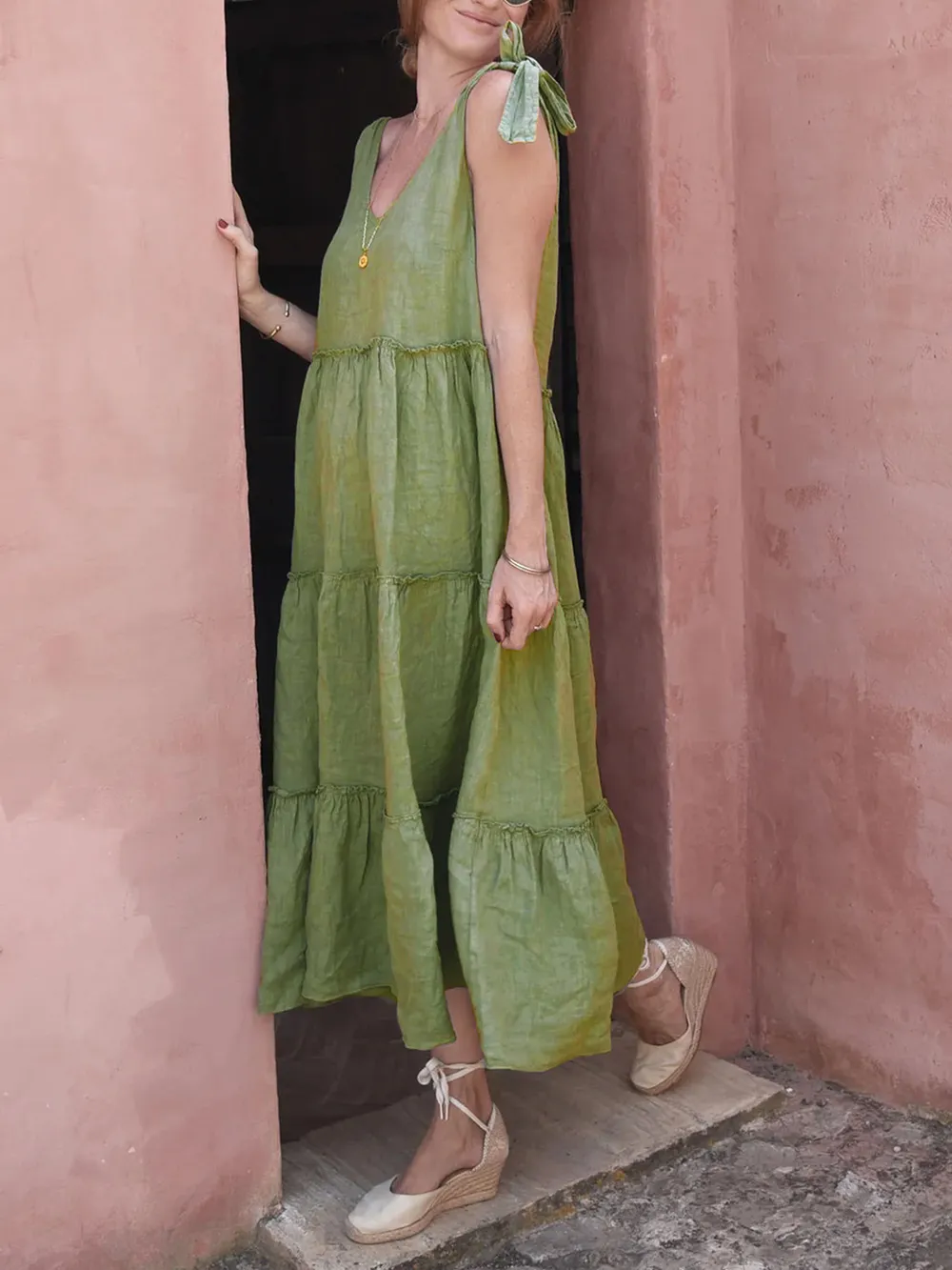 Tiered Frill V-Neck Sleeveless Dress, image 6