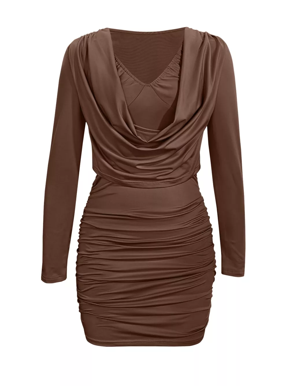 Draped V-Neck Long Sleeve Bodycon Mini Dress, image 22