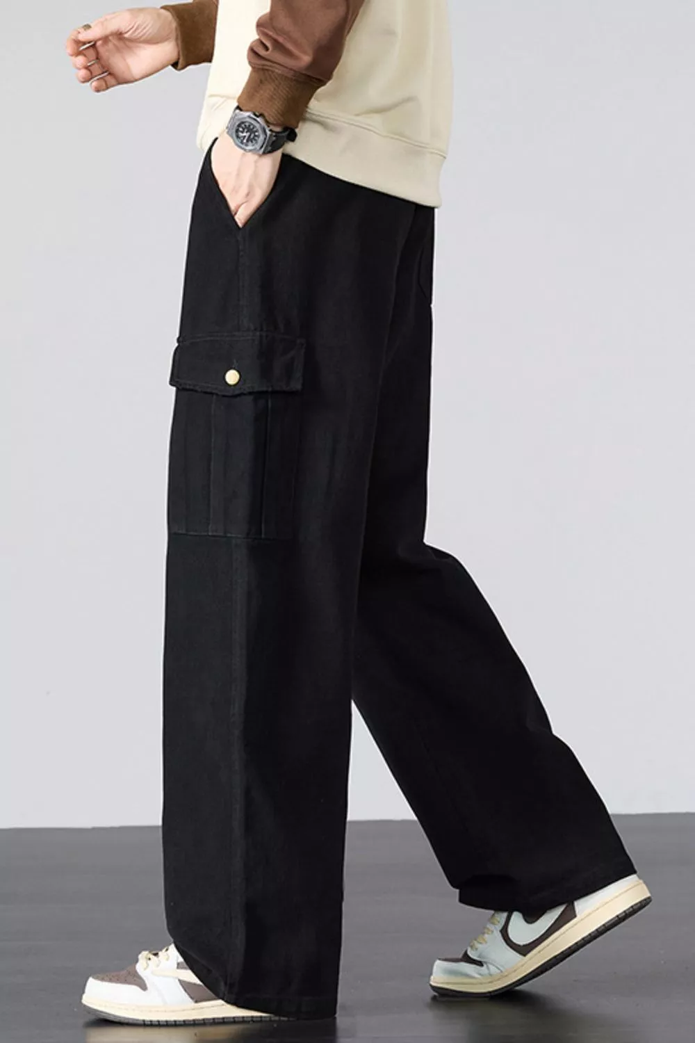 Men's Plus Size Drawstring Loose Fit Cargo Pants, image 5