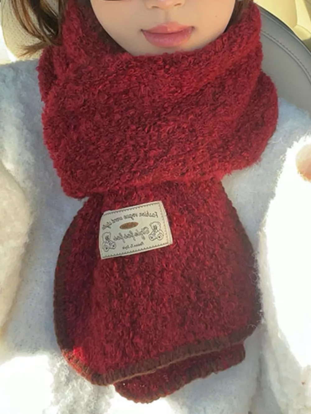 Contrast Trim Plush Winter Scarf, image 2