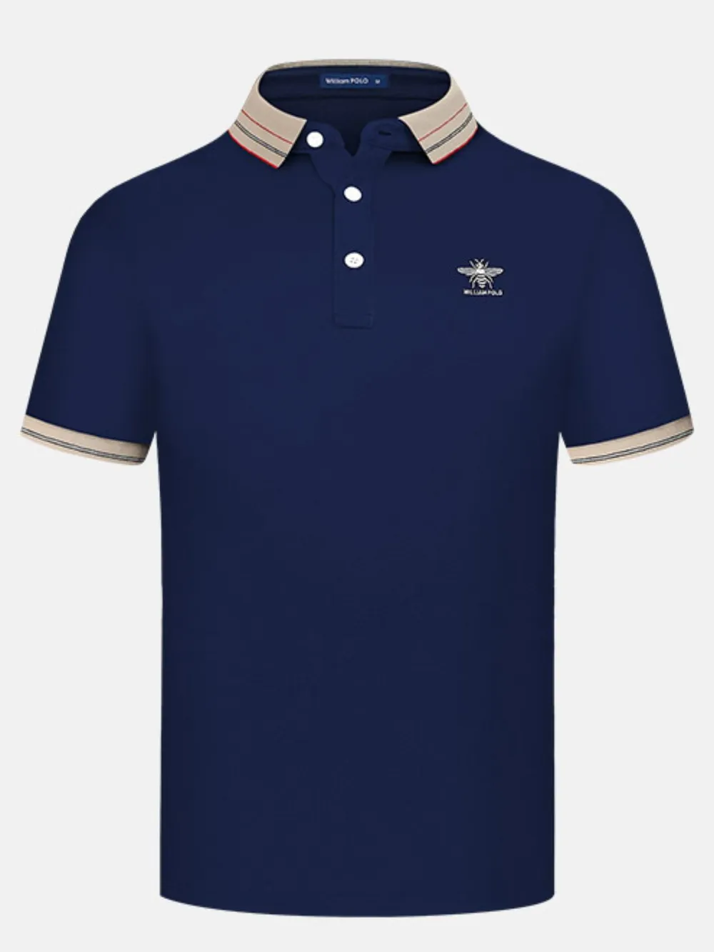 Men's Plus Size Striped Collar Short Sleeve Polo, image 4