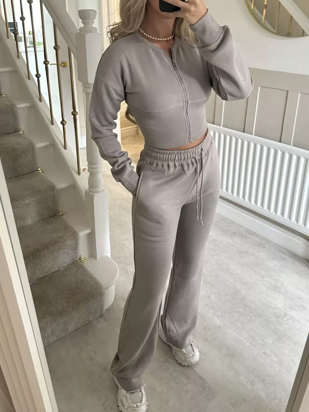 Zip-Up Crop Hoodie and High-Waisted Pants Set, image 14