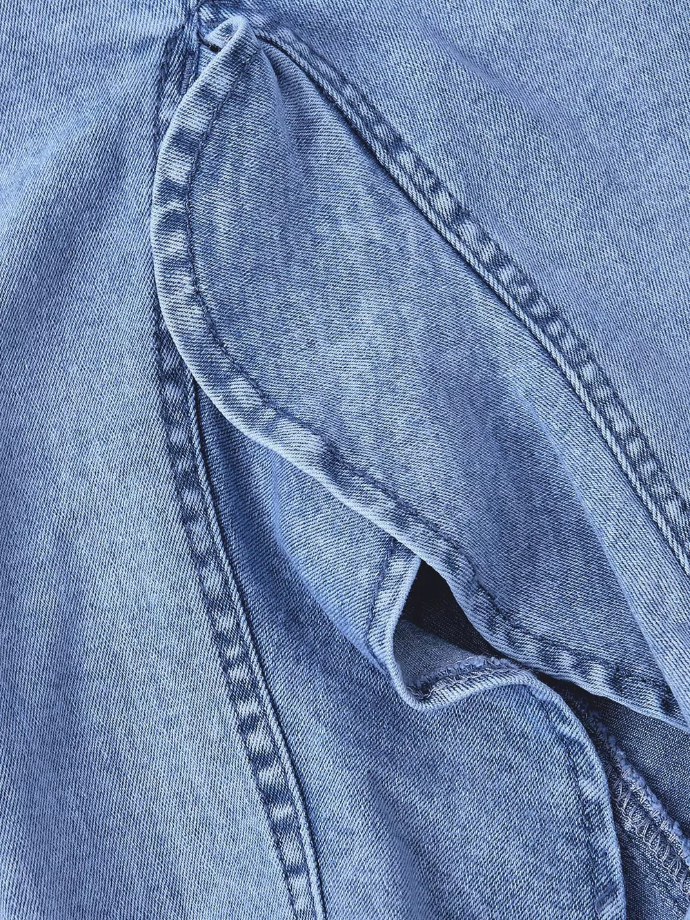 High-Waisted Ruffled Mermaid Denim Skirt, image 4
