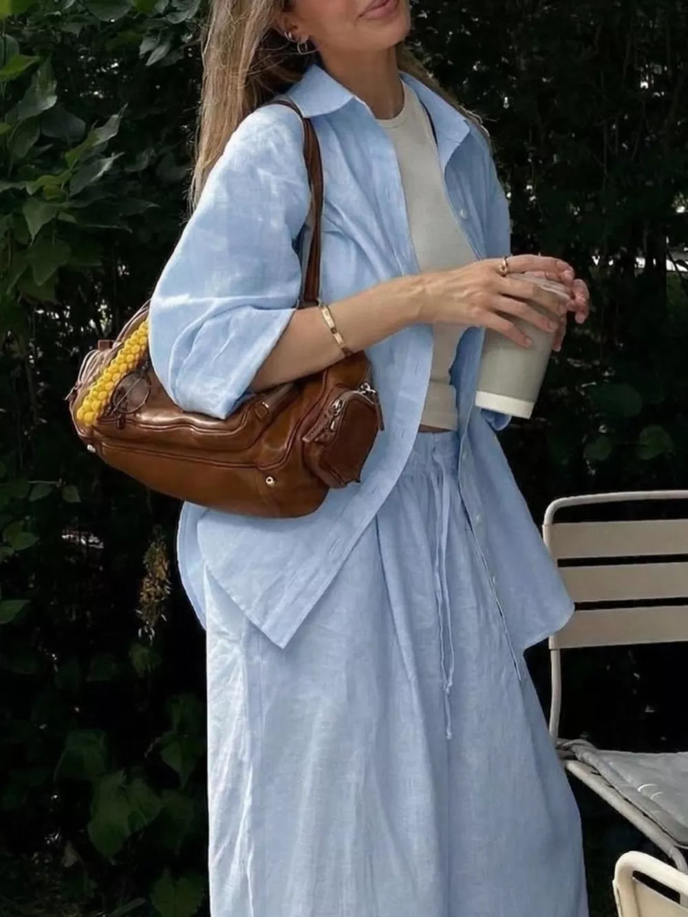 Button Up Shirt and Drawstring Pants Set, image 3