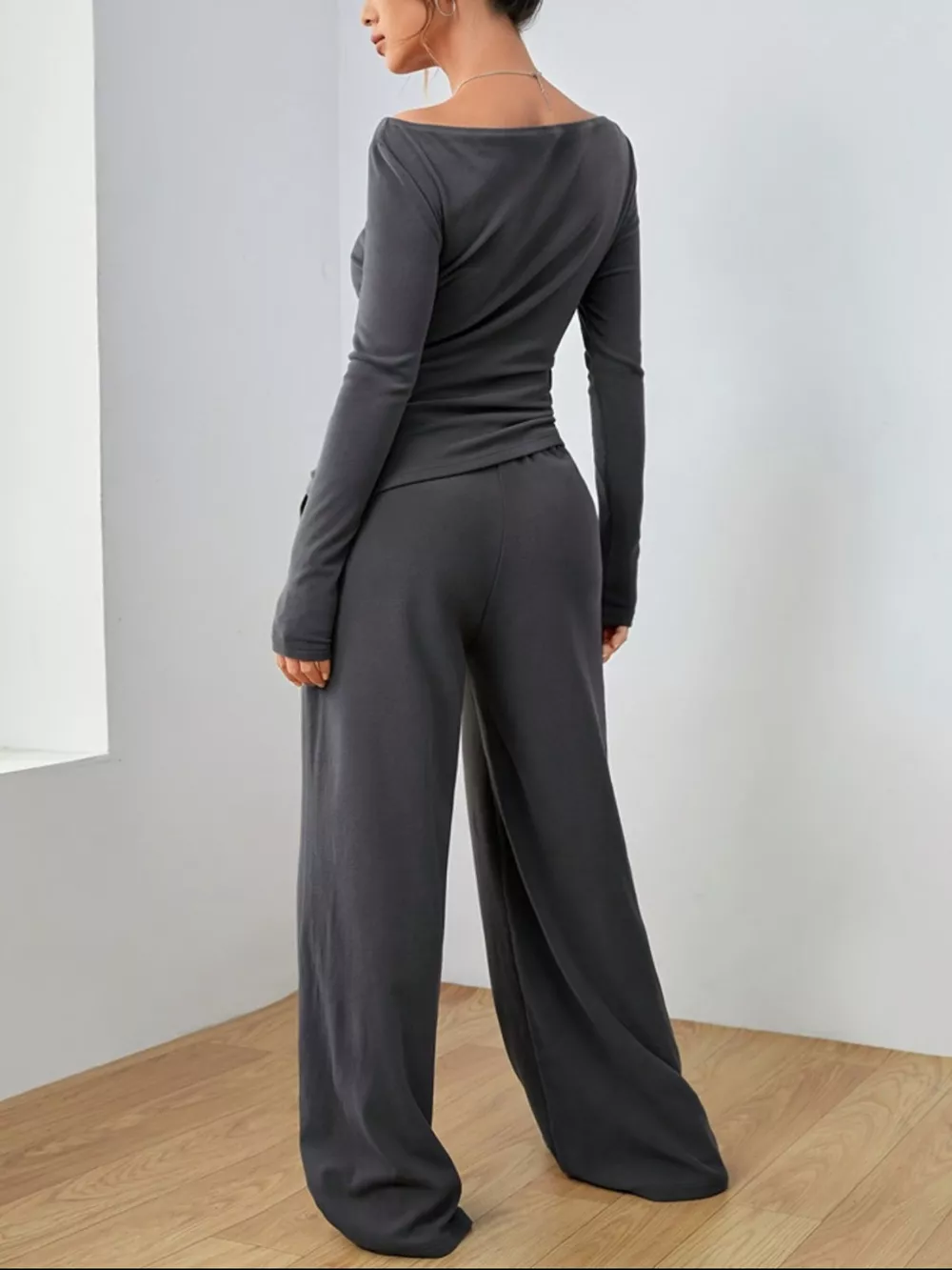 Casual Long Sleeve Top & Wide Leg Pants Set, image 10
