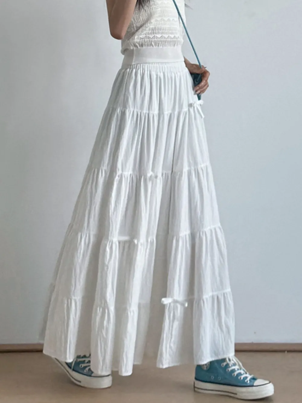 Tiered Elastic Waist Maxi Skirt, image 10