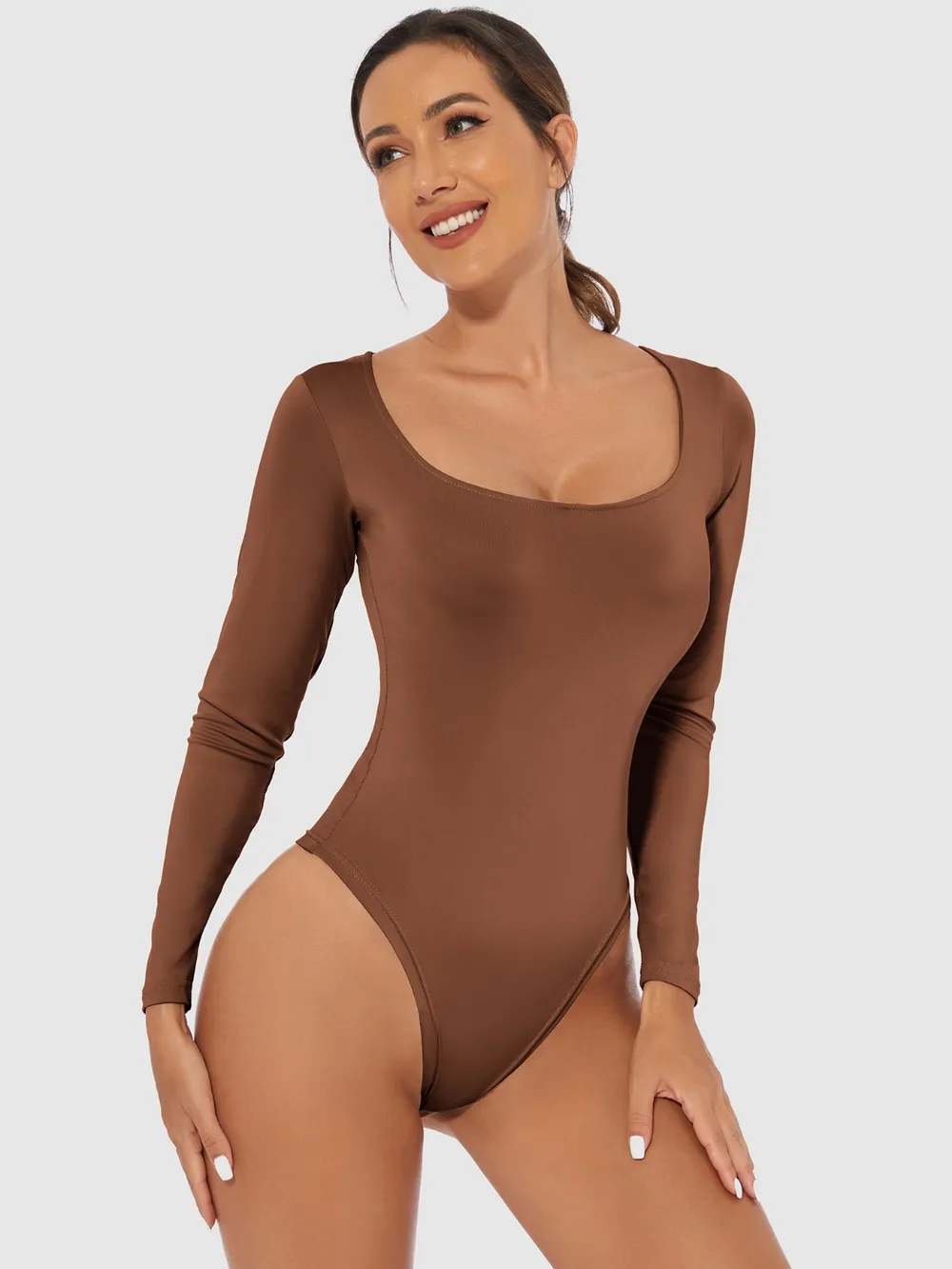 Full Size Scoop Neck Long Sleeve Bodysuit, image 12