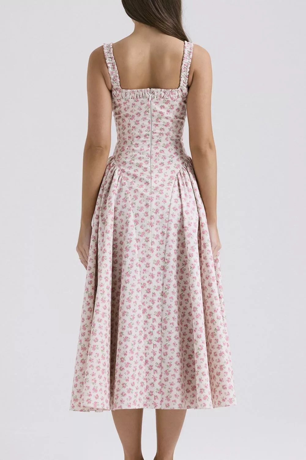 Floral Square Neck Wide Strap Midi Dress, image 4