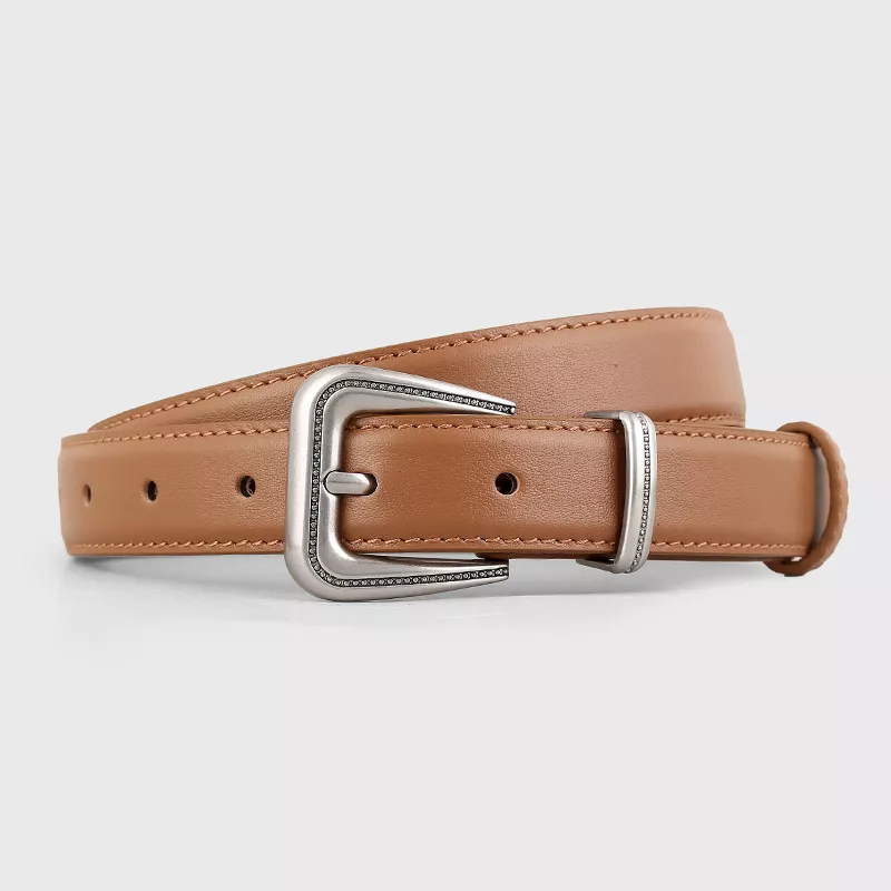 Leather Belt with Silver Buckle, image 5