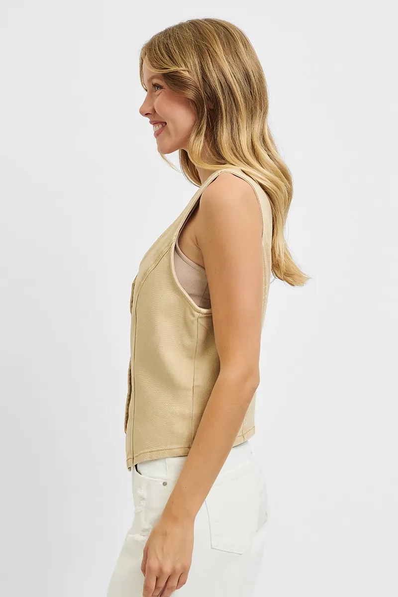 Full Size V Neck Button Down Vest Plus Size, image 5