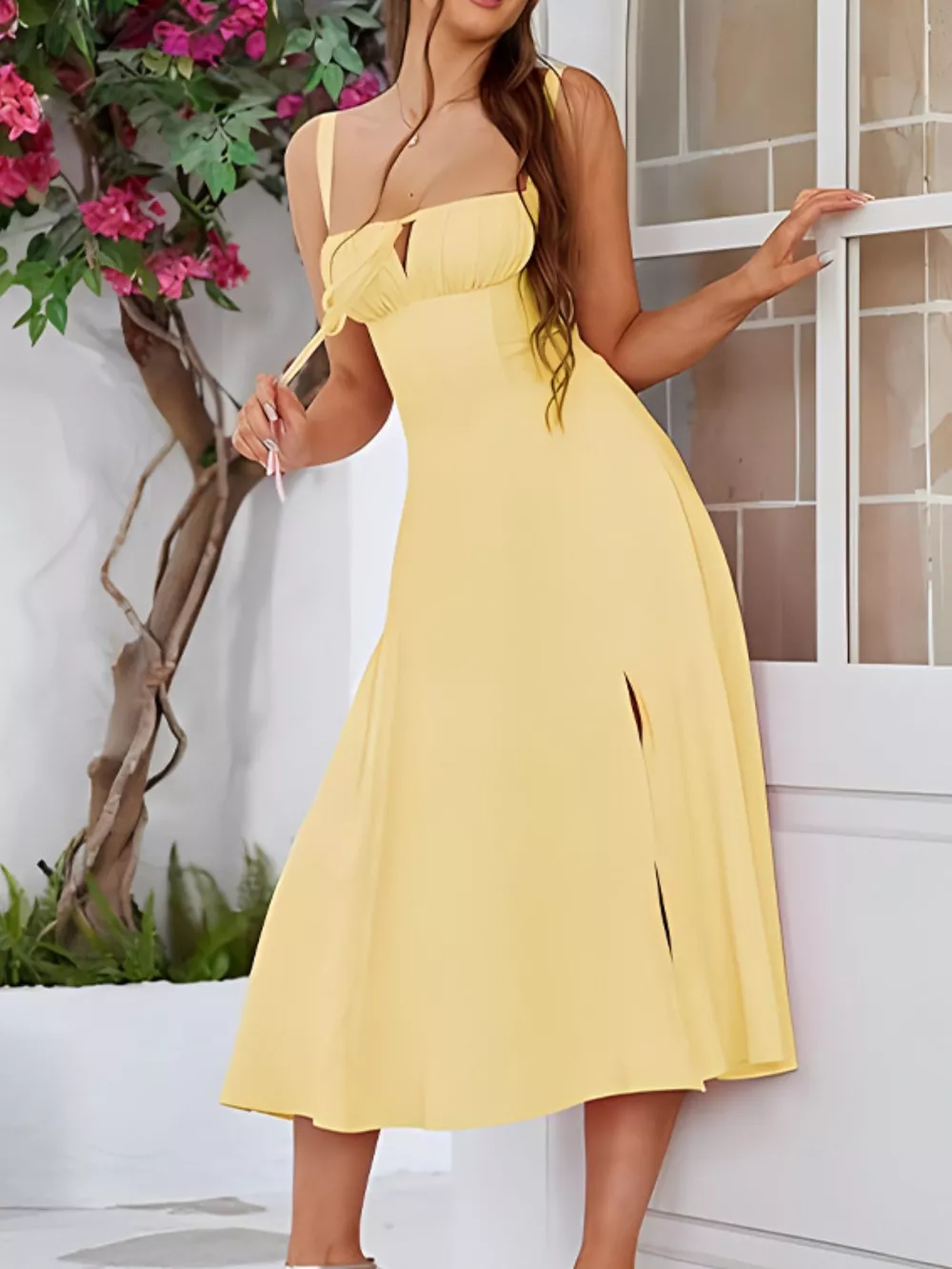 Tie-Front A-Line Midi Dress, image 7