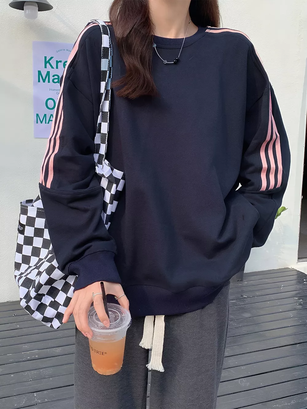 Striped Round Neck Sweatshirt