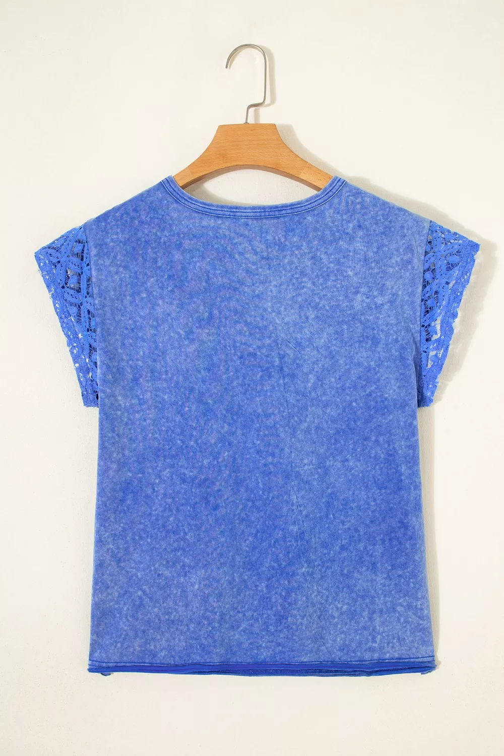 Mineral Wash Raw Seam Lace Sleeve Cotton Tee, image 7