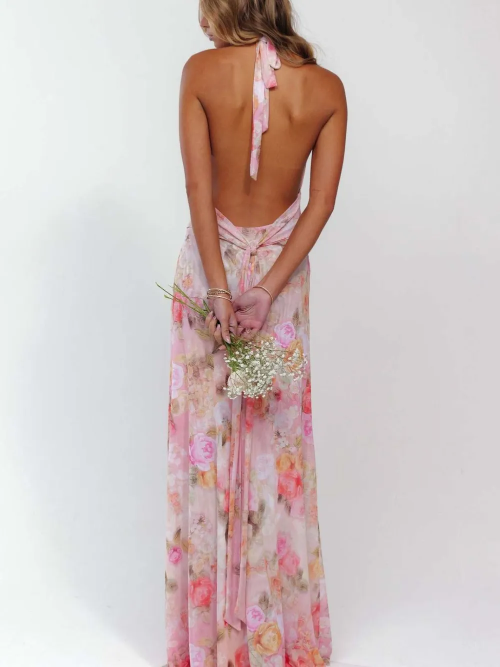 Floral Halter Neck Deep V Maxi Dress, image 20
