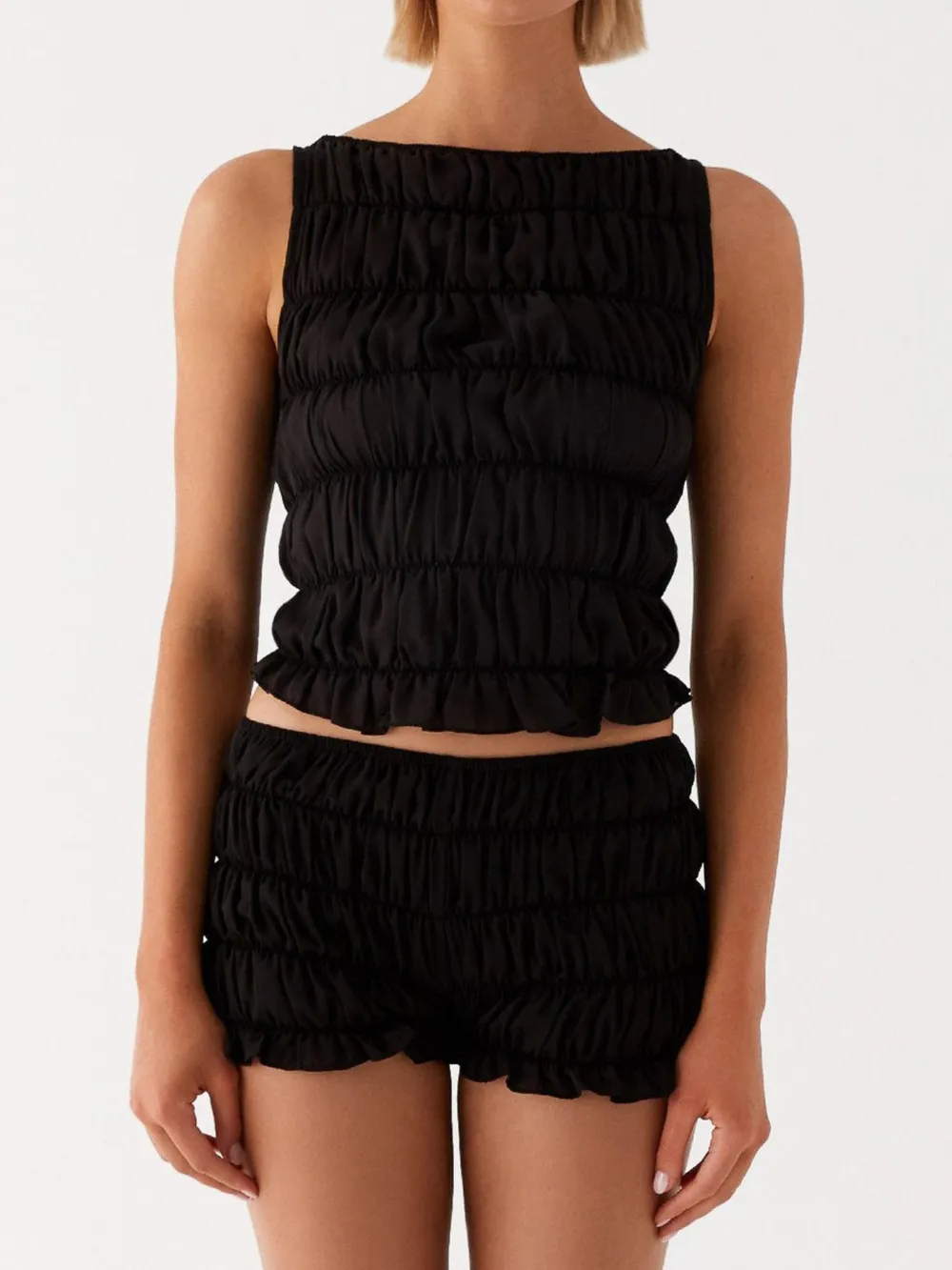 Ruched Texture Tank and Shorts Two-Piece Set, image 10