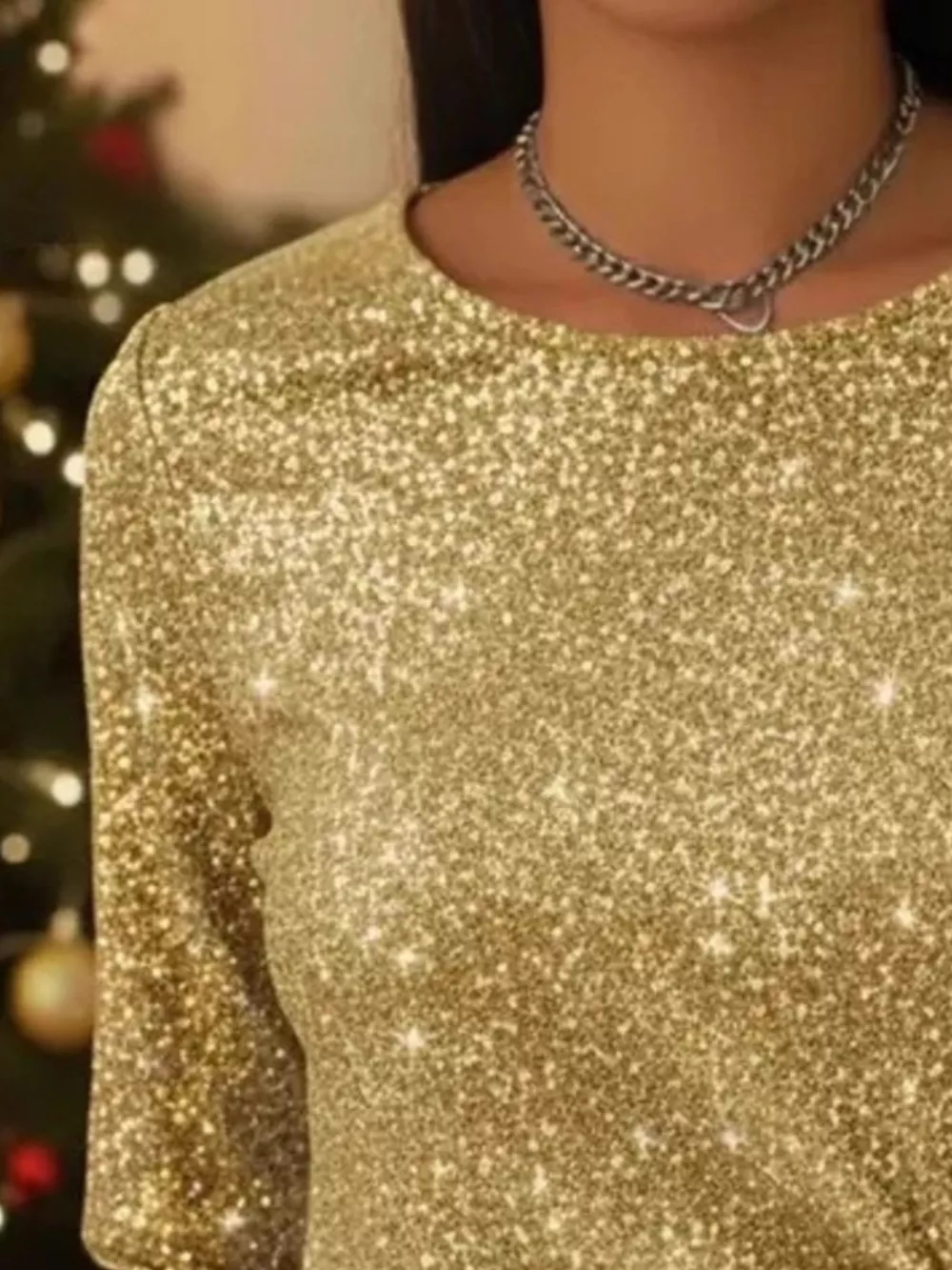 Full Size Sequin Bow-Knot Long Sleeve Top Plus Size, image 14