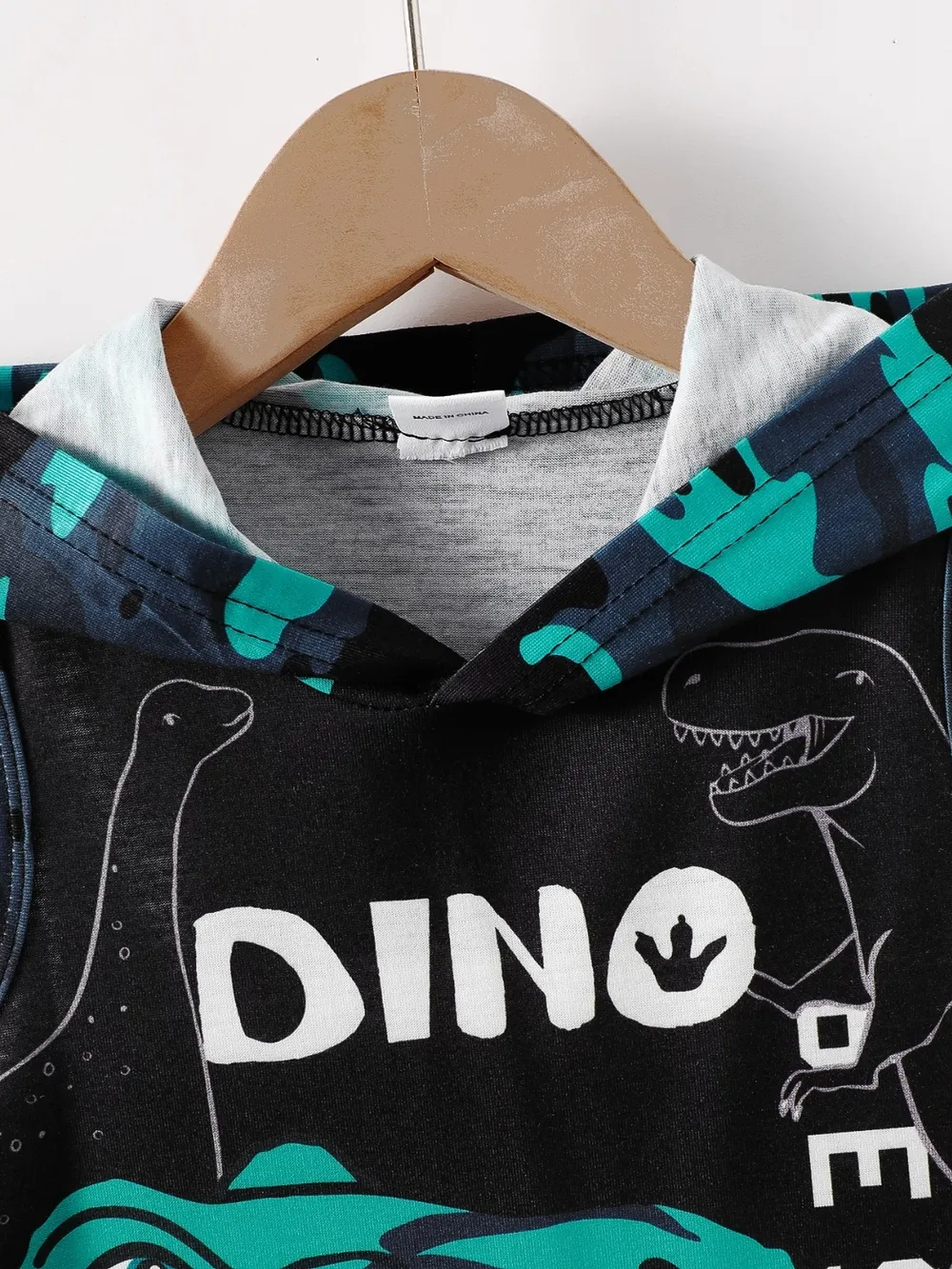 Children's Dinosaur Sleeveless Hooded Top and Pants Set, image 5