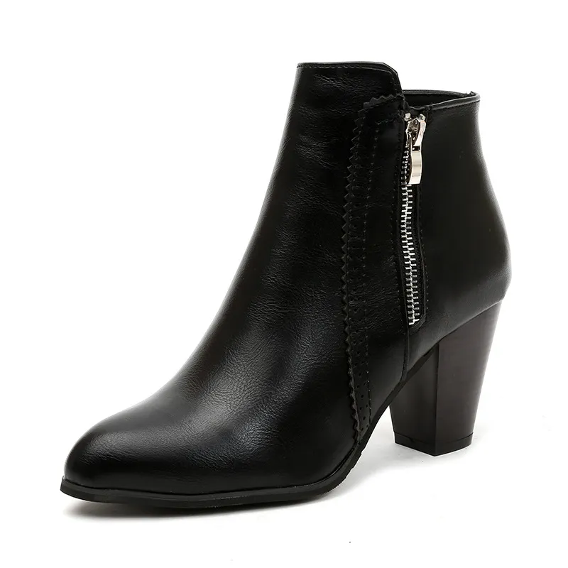 PU Leather Block Heel Boots, image 5