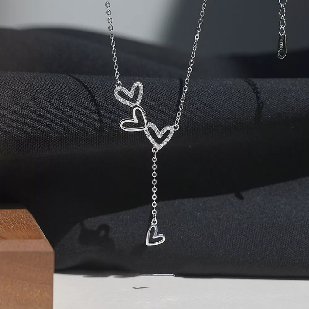 925 Sterling Silver Heart Y-Necklace, image 4