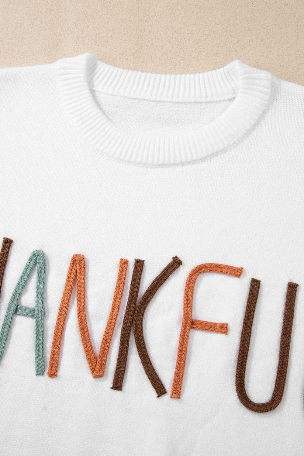 THANKFUL Round Neck Drop Shoulder Sweater, image 13