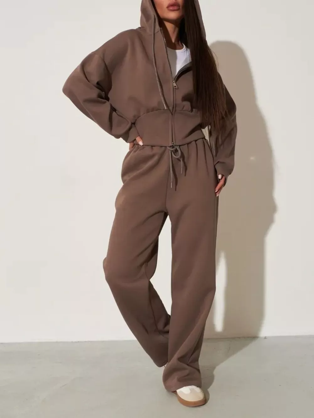 Zip-Up Hoodie and Wide-Leg Pants Set, image 17