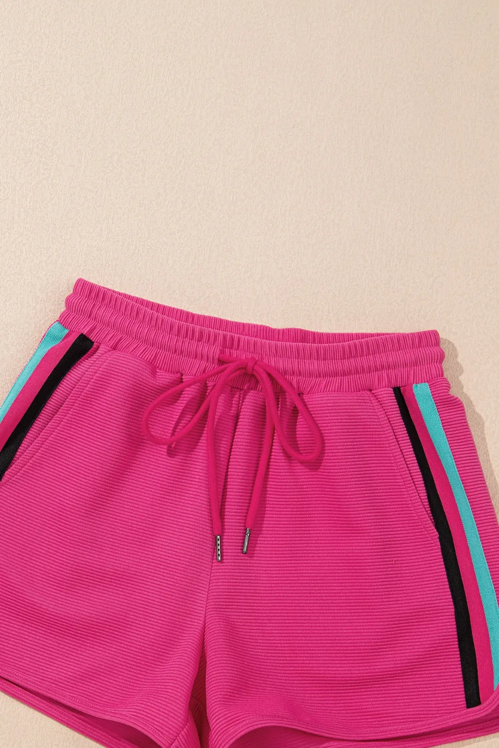 Striped Detail Flutter Sleeve Zipped Collar Top and Short Set, image 13