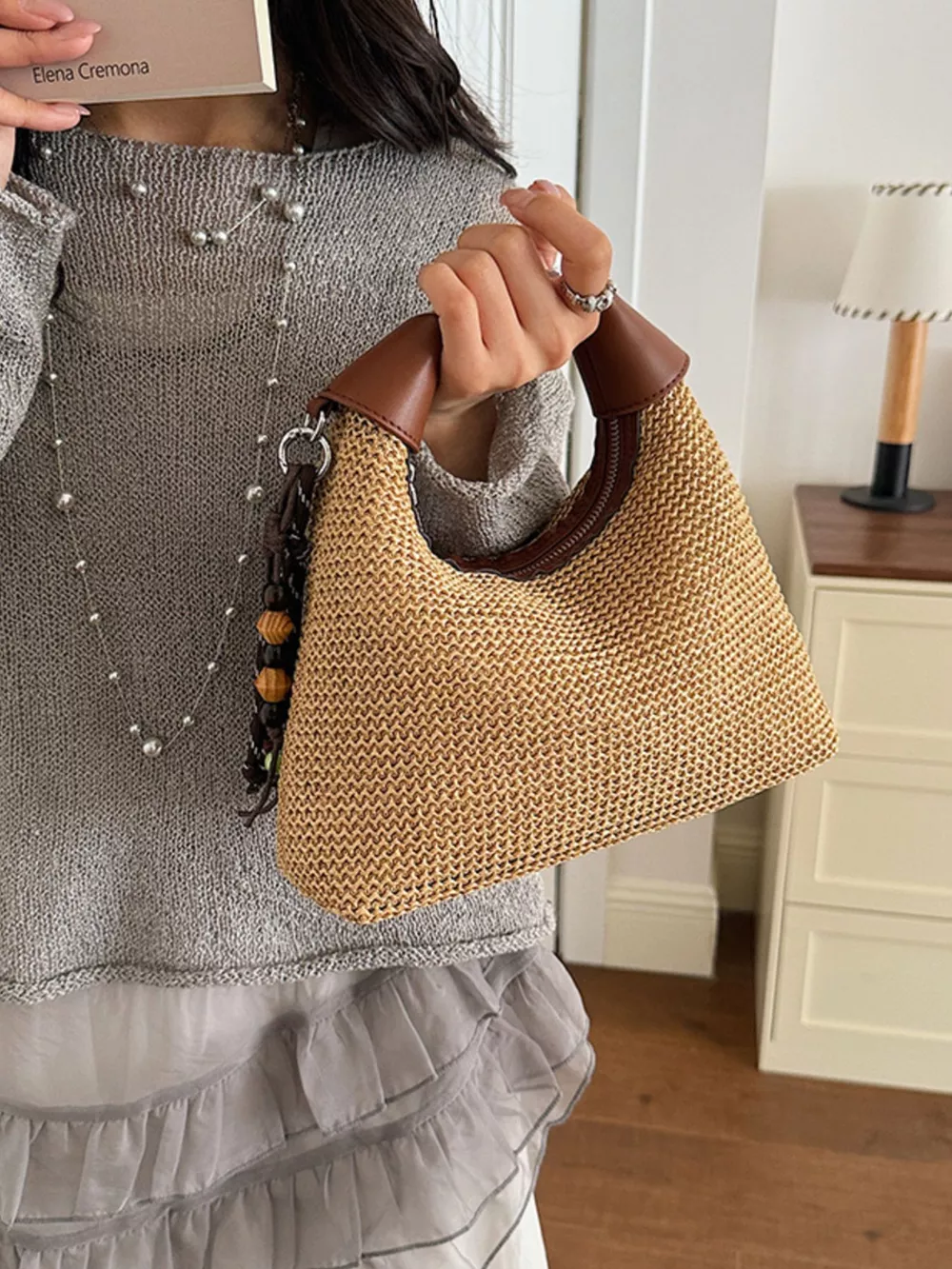 Woven Straw Crossbody Bag, image 2
