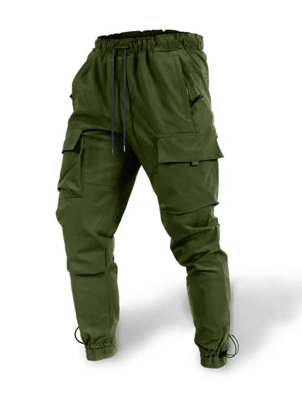 Men's Plus Size Drawstring Pants with Cargo Pockets