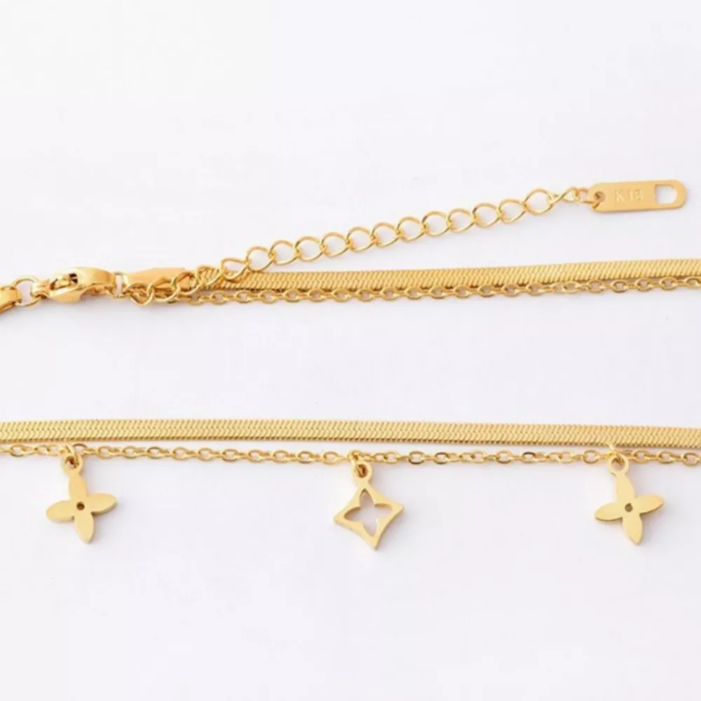 18K Gold-Plated Double Layered Charm Necklace, image 7