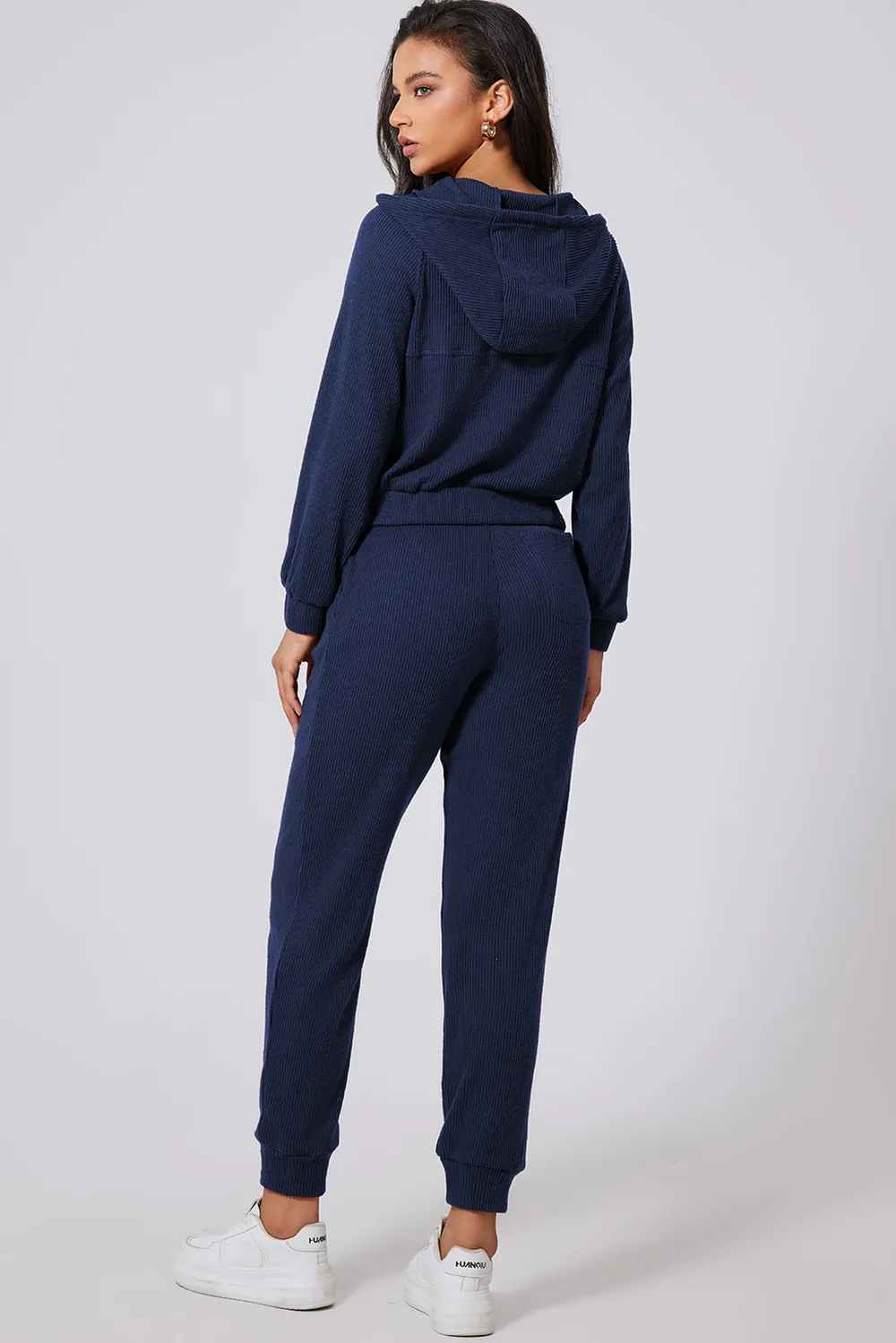 Drawstring Half Zip Hoodie and Joggers Active Set, image 7