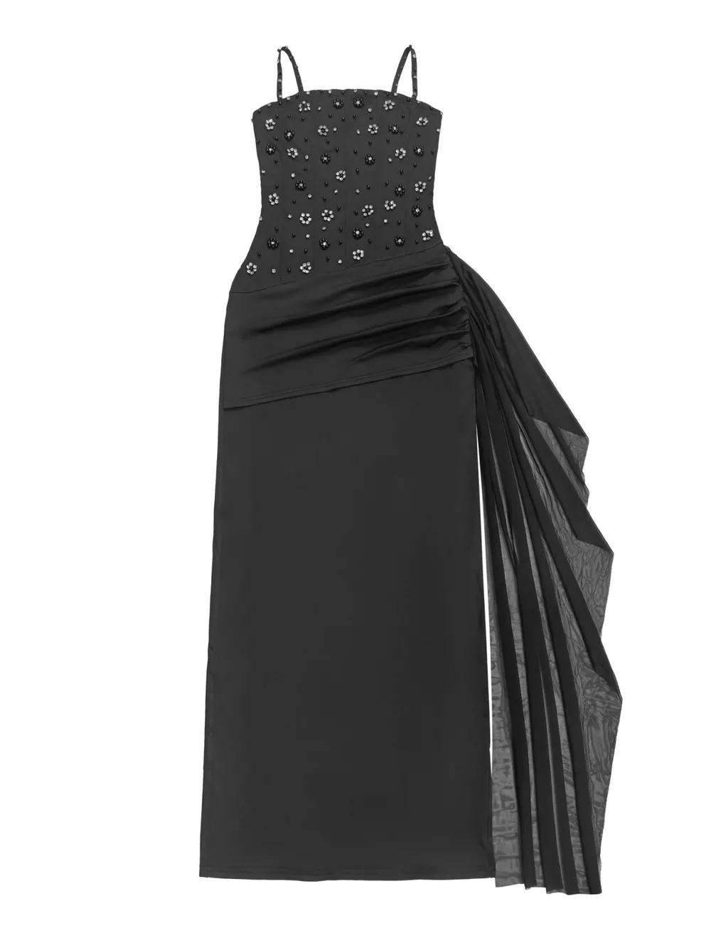 Rhinestone Slit Maxi Dress with Draping Detail, image 6