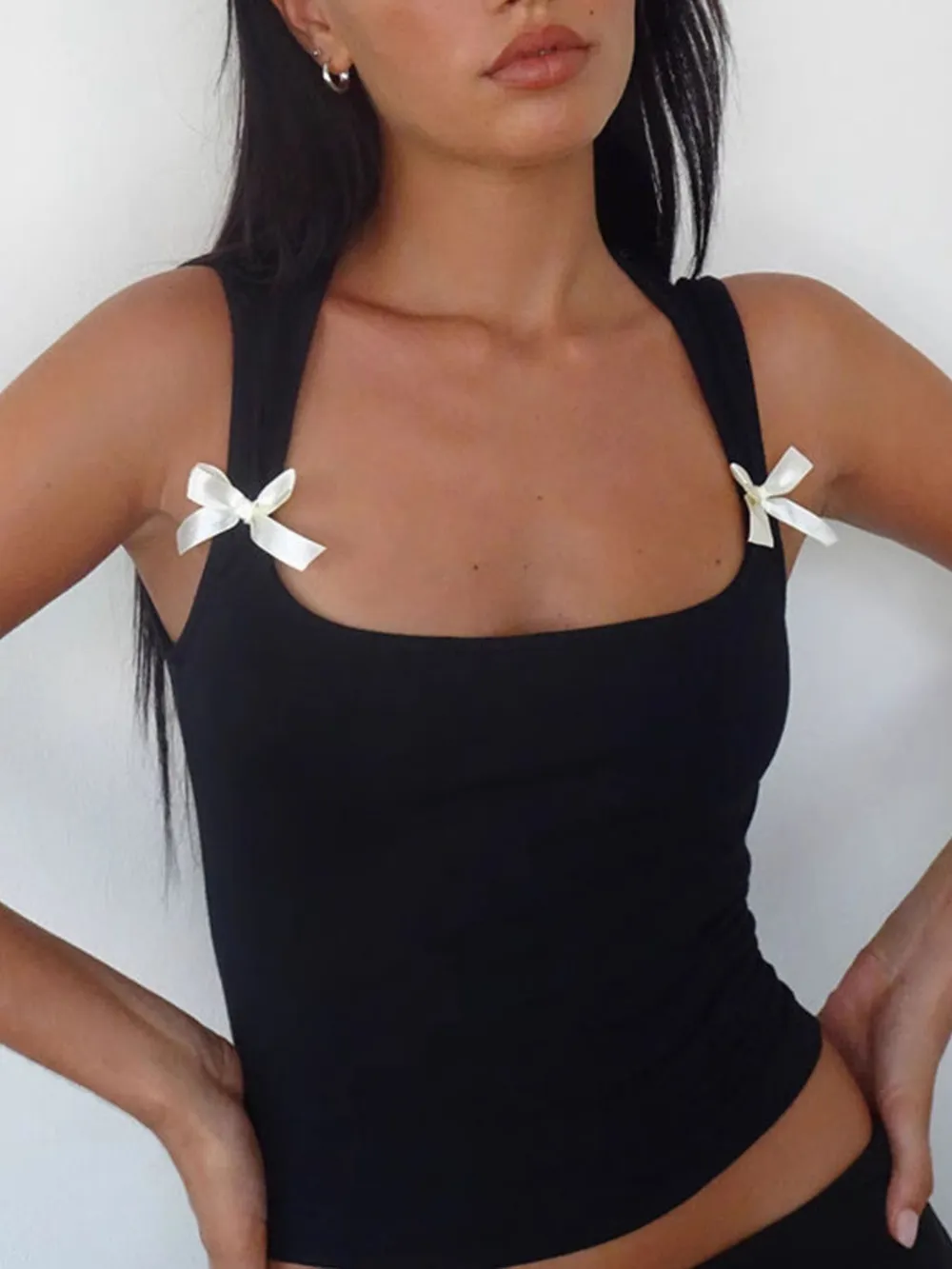 Bow Detail Square Neck Cropped Tank, image 4